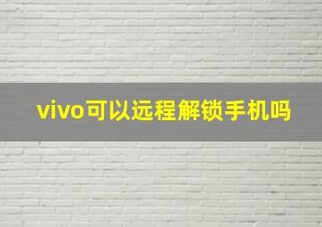 vivo可以远程解锁手机吗