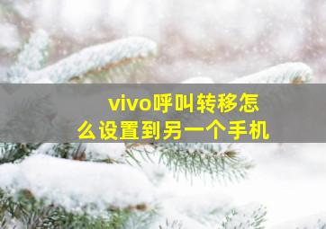 vivo呼叫转移怎么设置到另一个手机