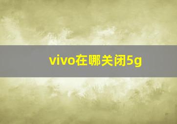 vivo在哪关闭5g