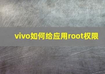 vivo如何给应用root权限