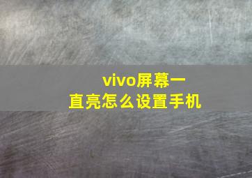 vivo屏幕一直亮怎么设置手机