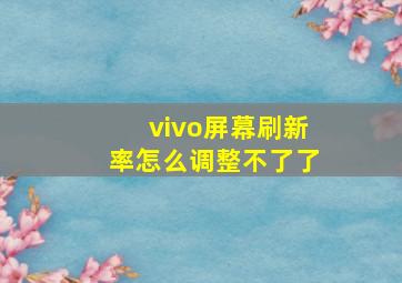 vivo屏幕刷新率怎么调整不了了