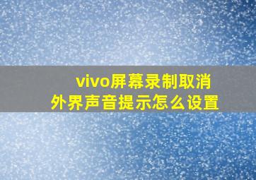 vivo屏幕录制取消外界声音提示怎么设置