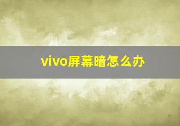 vivo屏幕暗怎么办