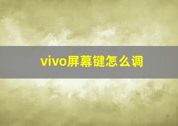 vivo屏幕键怎么调