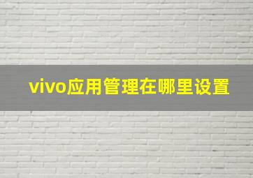 vivo应用管理在哪里设置