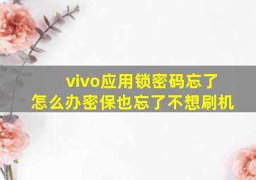 vivo应用锁密码忘了怎么办密保也忘了不想刷机