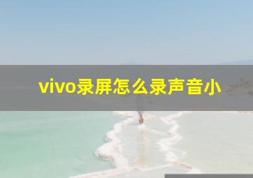 vivo录屏怎么录声音小