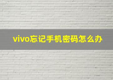 vivo忘记手机密码怎么办