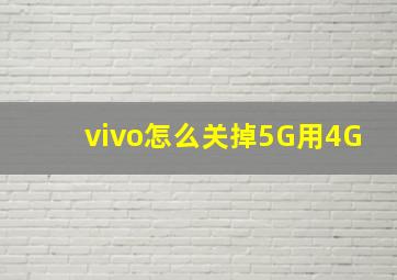 vivo怎么关掉5G用4G