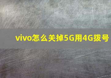 vivo怎么关掉5G用4G拨号