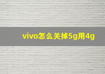 vivo怎么关掉5g用4g