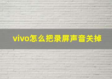 vivo怎么把录屏声音关掉