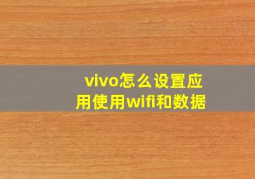 vivo怎么设置应用使用wifi和数据