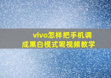 vivo怎样把手机调成黑白模式呢视频教学