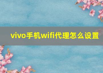 vivo手机wifi代理怎么设置