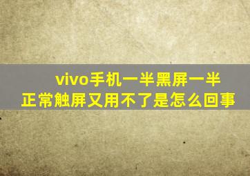 vivo手机一半黑屏一半正常触屏又用不了是怎么回事