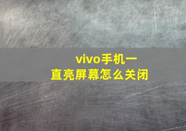 vivo手机一直亮屏幕怎么关闭