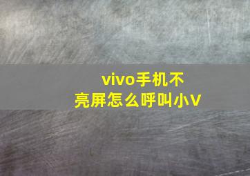 vivo手机不亮屏怎么呼叫小V