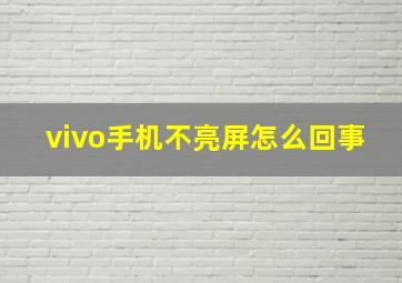 vivo手机不亮屏怎么回事