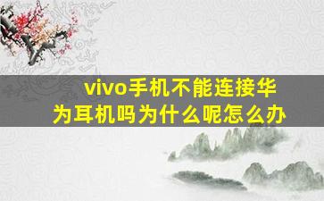 vivo手机不能连接华为耳机吗为什么呢怎么办