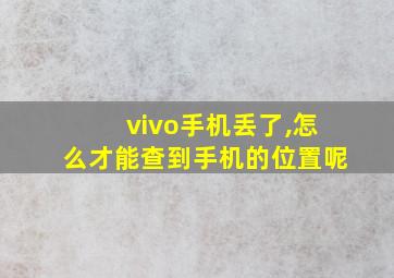 vivo手机丢了,怎么才能查到手机的位置呢