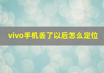 vivo手机丢了以后怎么定位