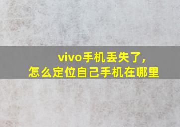 vivo手机丢失了,怎么定位自己手机在哪里