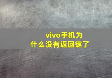 vivo手机为什么没有返回键了