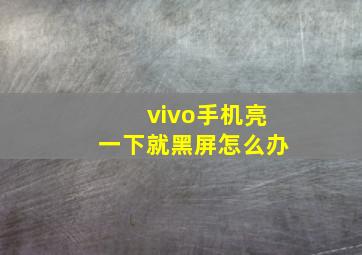 vivo手机亮一下就黑屏怎么办