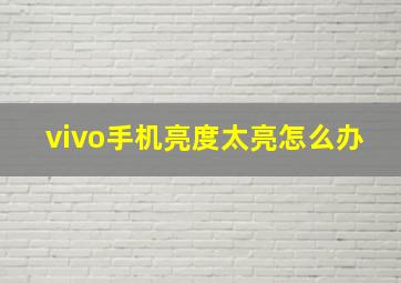 vivo手机亮度太亮怎么办