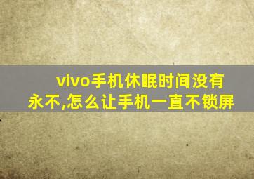 vivo手机休眠时间没有永不,怎么让手机一直不锁屏