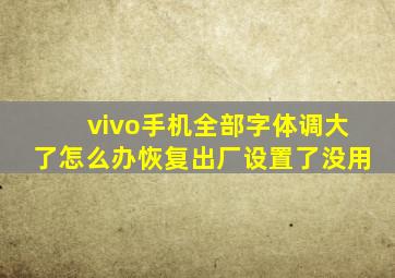 vivo手机全部字体调大了怎么办恢复出厂设置了没用