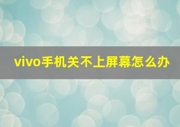 vivo手机关不上屏幕怎么办