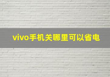 vivo手机关哪里可以省电