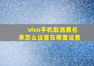 vivo手机取消黑名单怎么设置在哪里设置