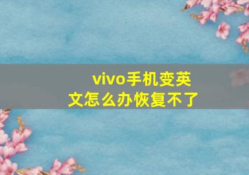 vivo手机变英文怎么办恢复不了