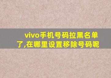 vivo手机号码拉黑名单了,在哪里设置移除号码呢