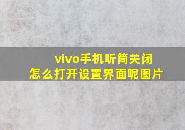 vivo手机听筒关闭怎么打开设置界面呢图片