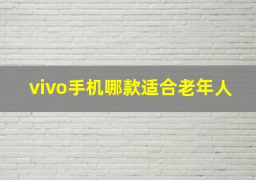 vivo手机哪款适合老年人