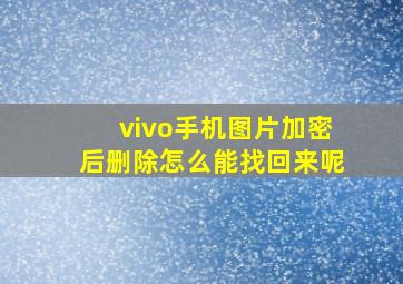 vivo手机图片加密后删除怎么能找回来呢