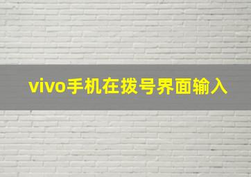 vivo手机在拨号界面输入