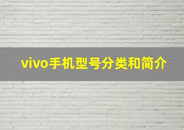 vivo手机型号分类和简介