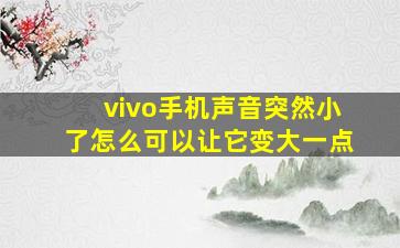 vivo手机声音突然小了怎么可以让它变大一点