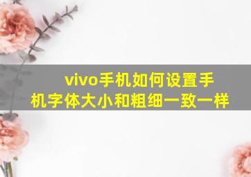 vivo手机如何设置手机字体大小和粗细一致一样