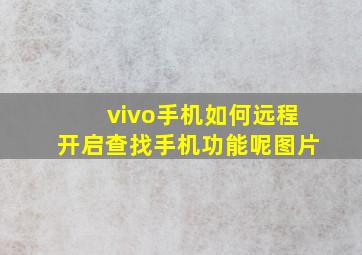 vivo手机如何远程开启查找手机功能呢图片