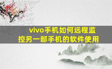 vivo手机如何远程监控另一部手机的软件使用