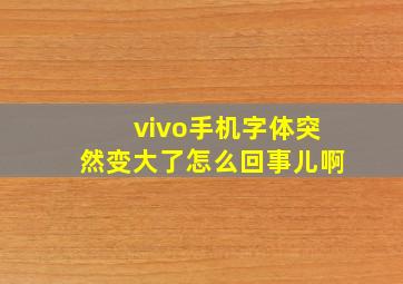 vivo手机字体突然变大了怎么回事儿啊