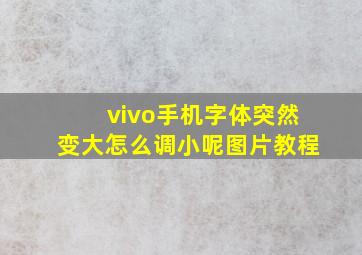 vivo手机字体突然变大怎么调小呢图片教程