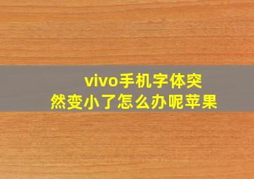 vivo手机字体突然变小了怎么办呢苹果